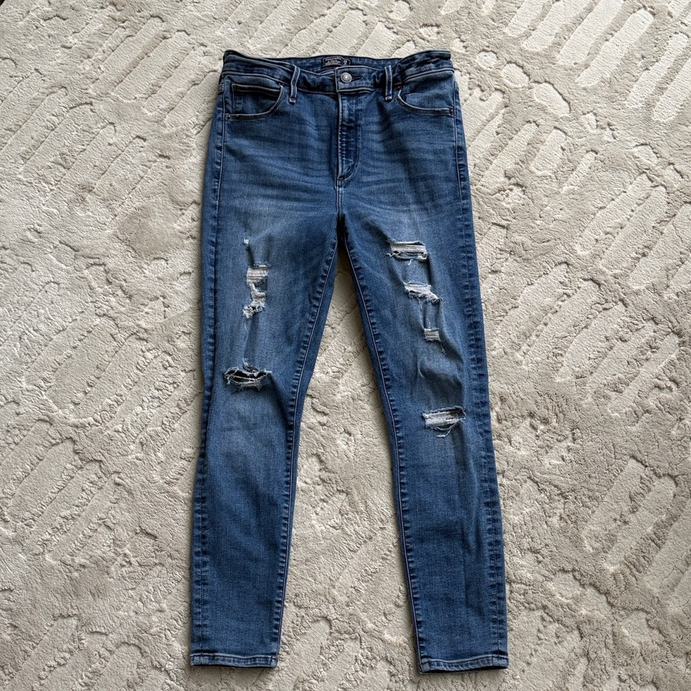 Abercrombie & Fitch Simone high waist Blue Distressed Skinny Jeans 28/8